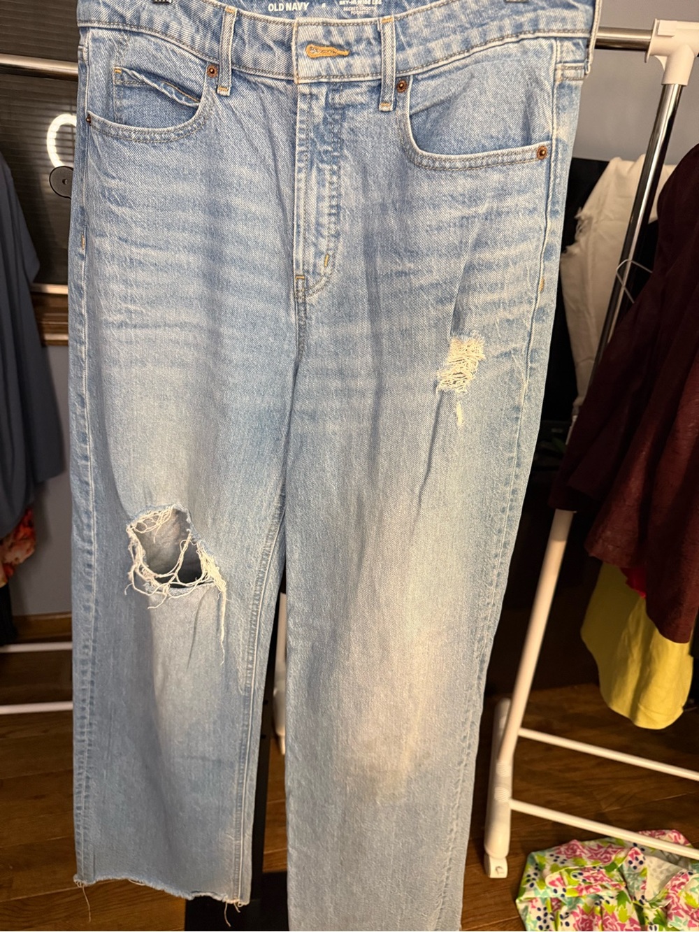 Old Navy Light Blue Distressed High-Rise Jeans